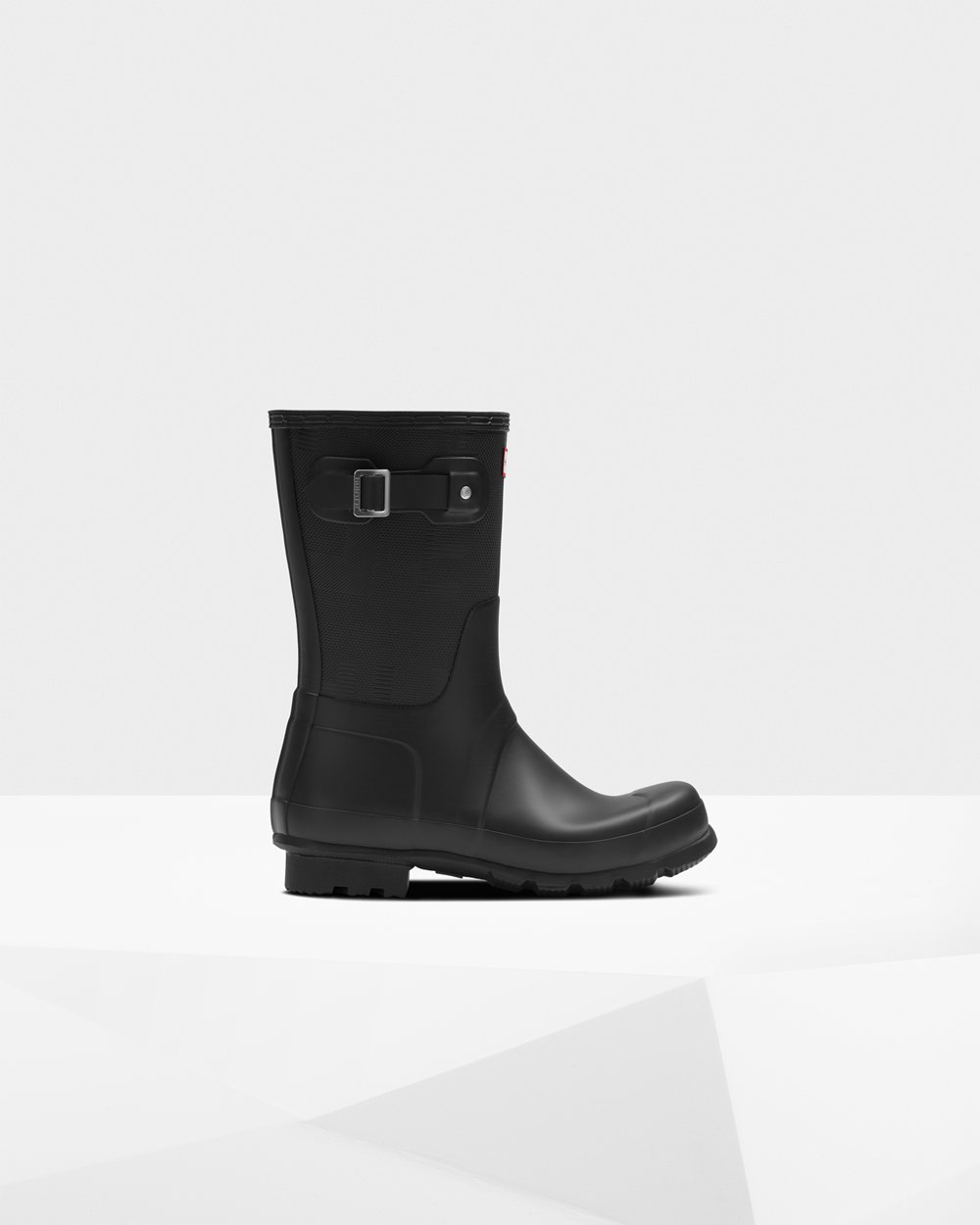 Men Hunter Original Exploded Logo Texture | Short Rain Boots Black | NZ-34817-RMAN